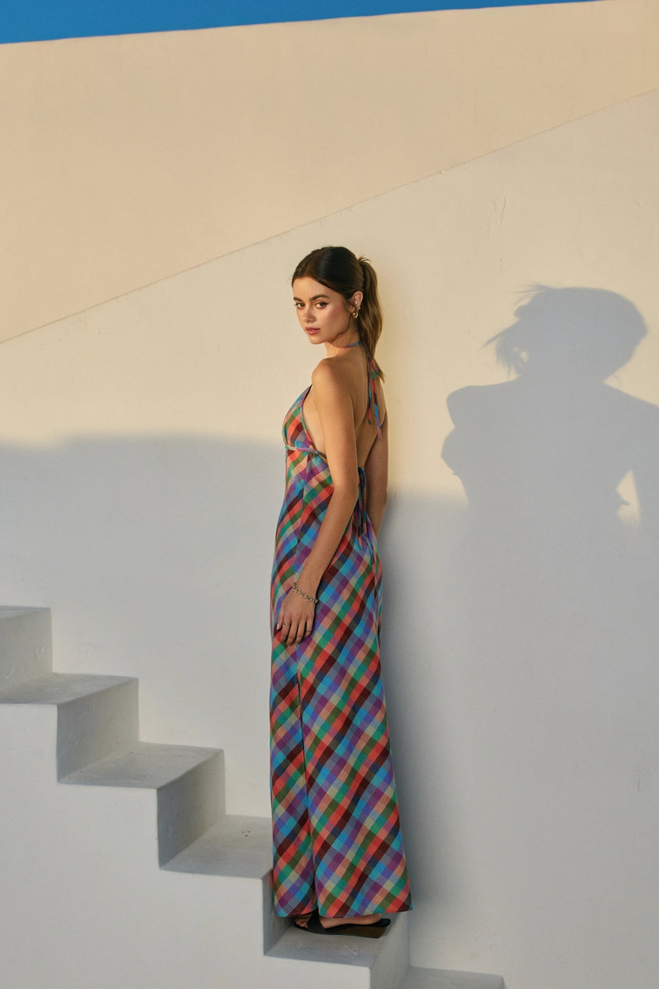 Gingham Halter Neck Maxi Dress