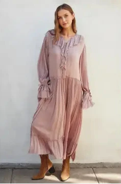 Pink Laidback Frill Maxi Dress