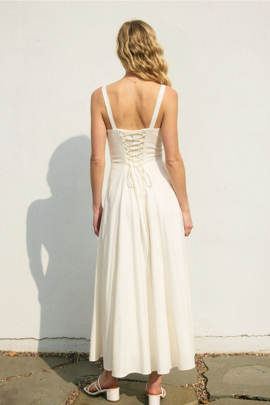 Ivory Sweetheart Corset Midi Dress