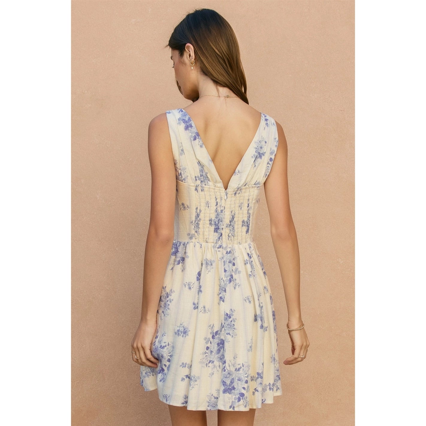 Floral Corset Linen Mini Dress