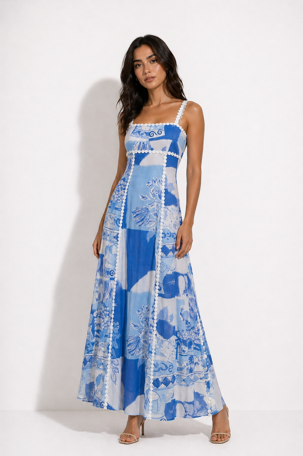 Bow Cutout Back Square Neck Maxi Dress