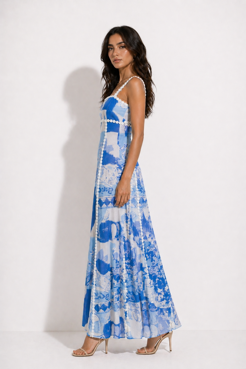Bow Cutout Back Square Neck Maxi Dress