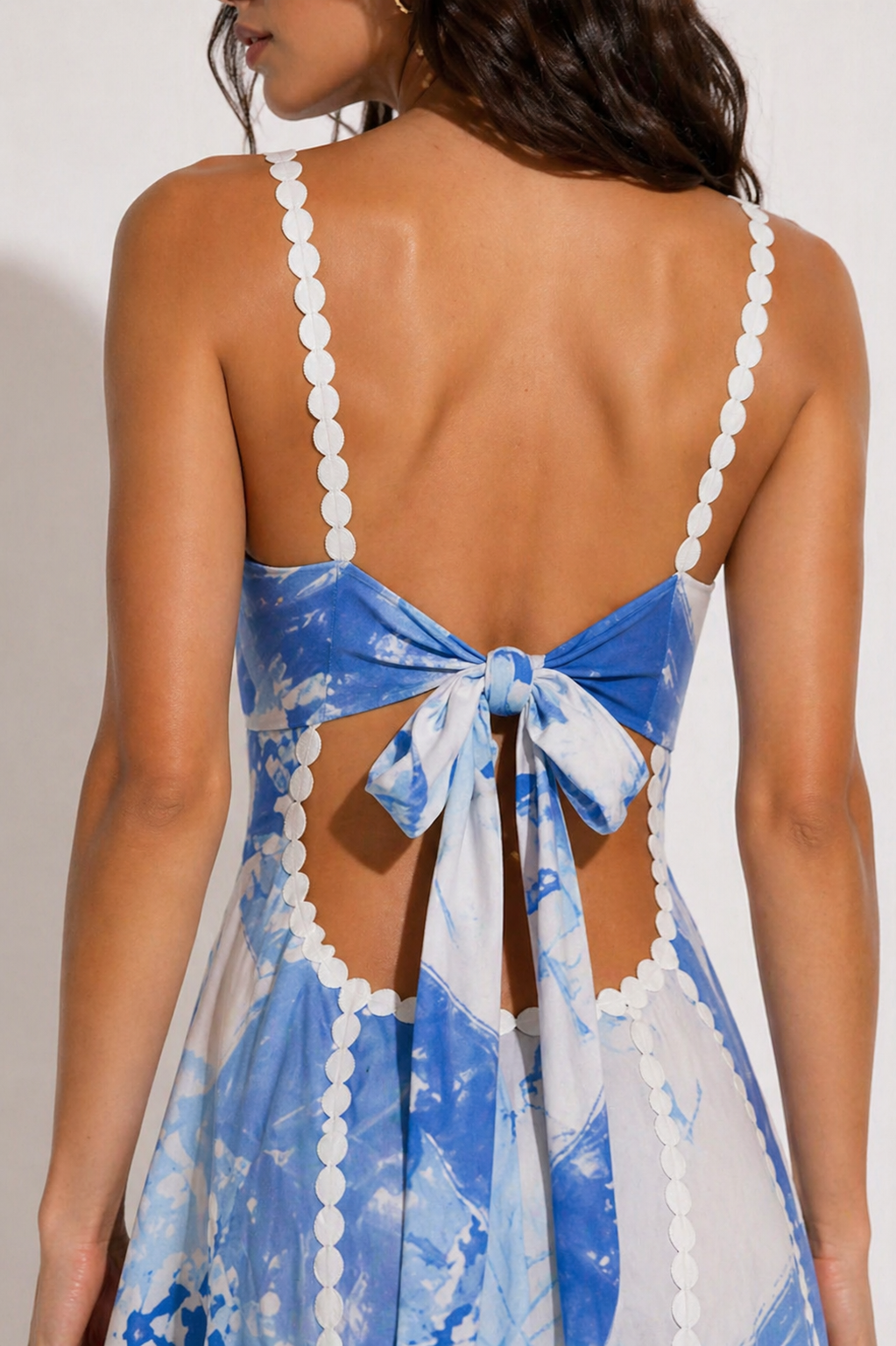 Bow Cutout Back Square Neck Maxi Dress