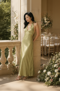 Green Halter Neck Wrap Maxi Dress with Tie Detail