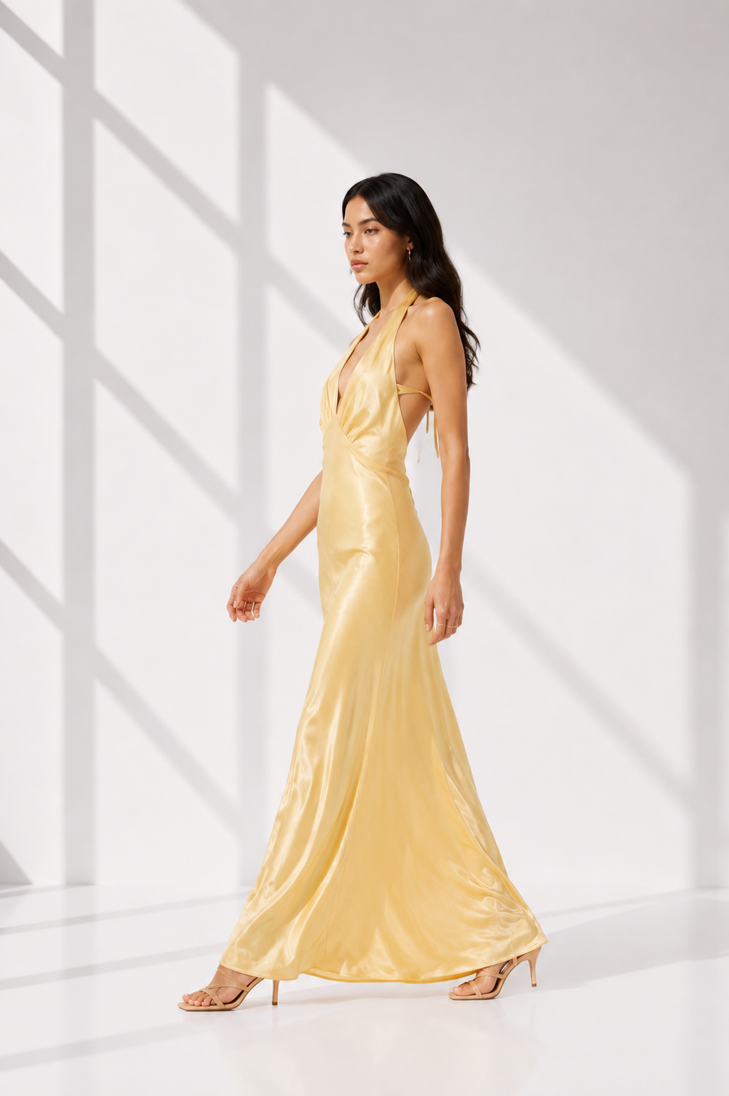 bright halter dress Stacie Pleated Halter Maxi Dress / Bright Blue | MESHKI