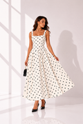 Polka Dot Square Neck A-Line Maxi Dress