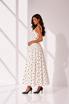 Polka Dot Square Neck A-Line Maxi Dress