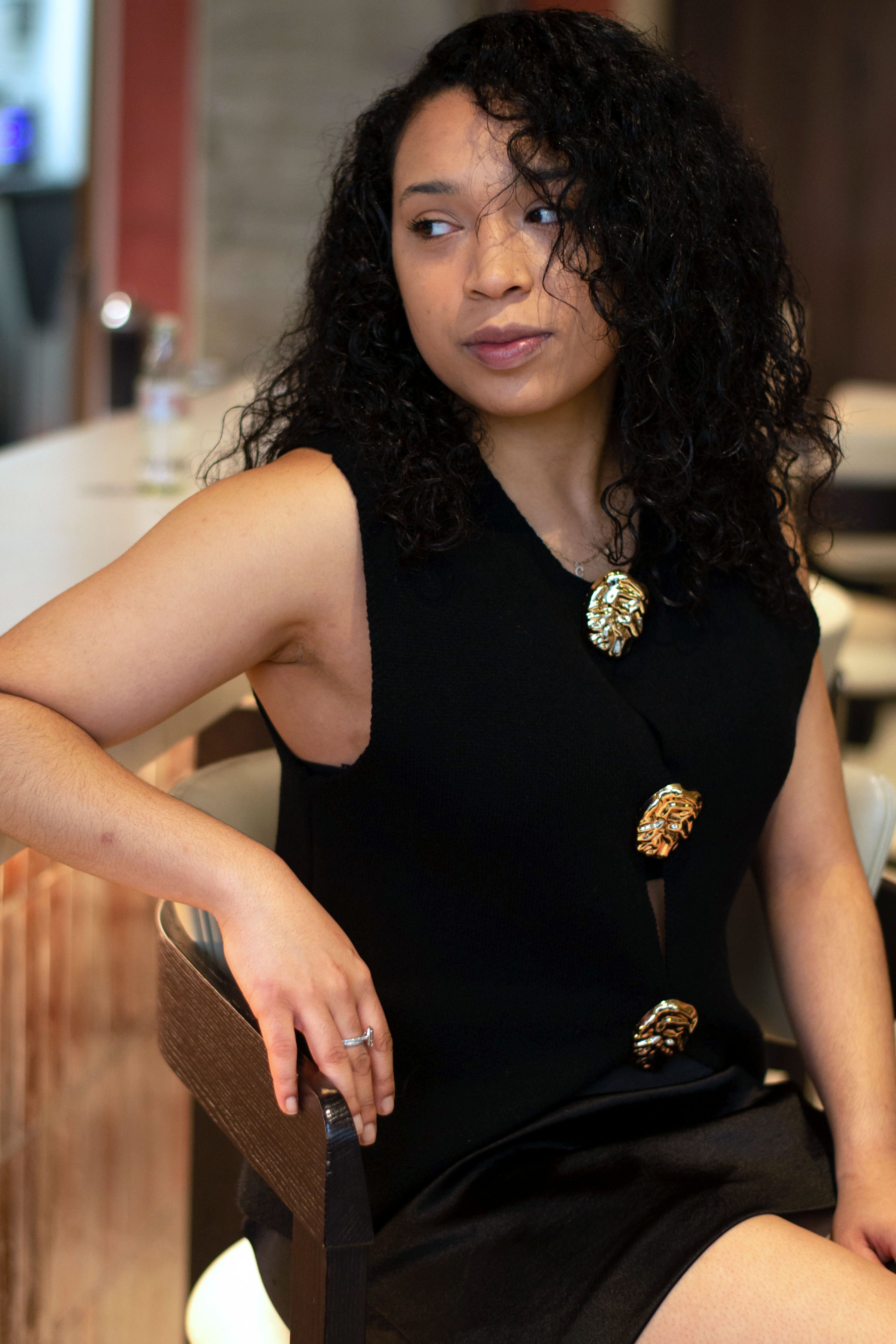 Italian Black Brooch Detail Knitted Waistcoat