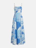 Blue floral dress on a white background