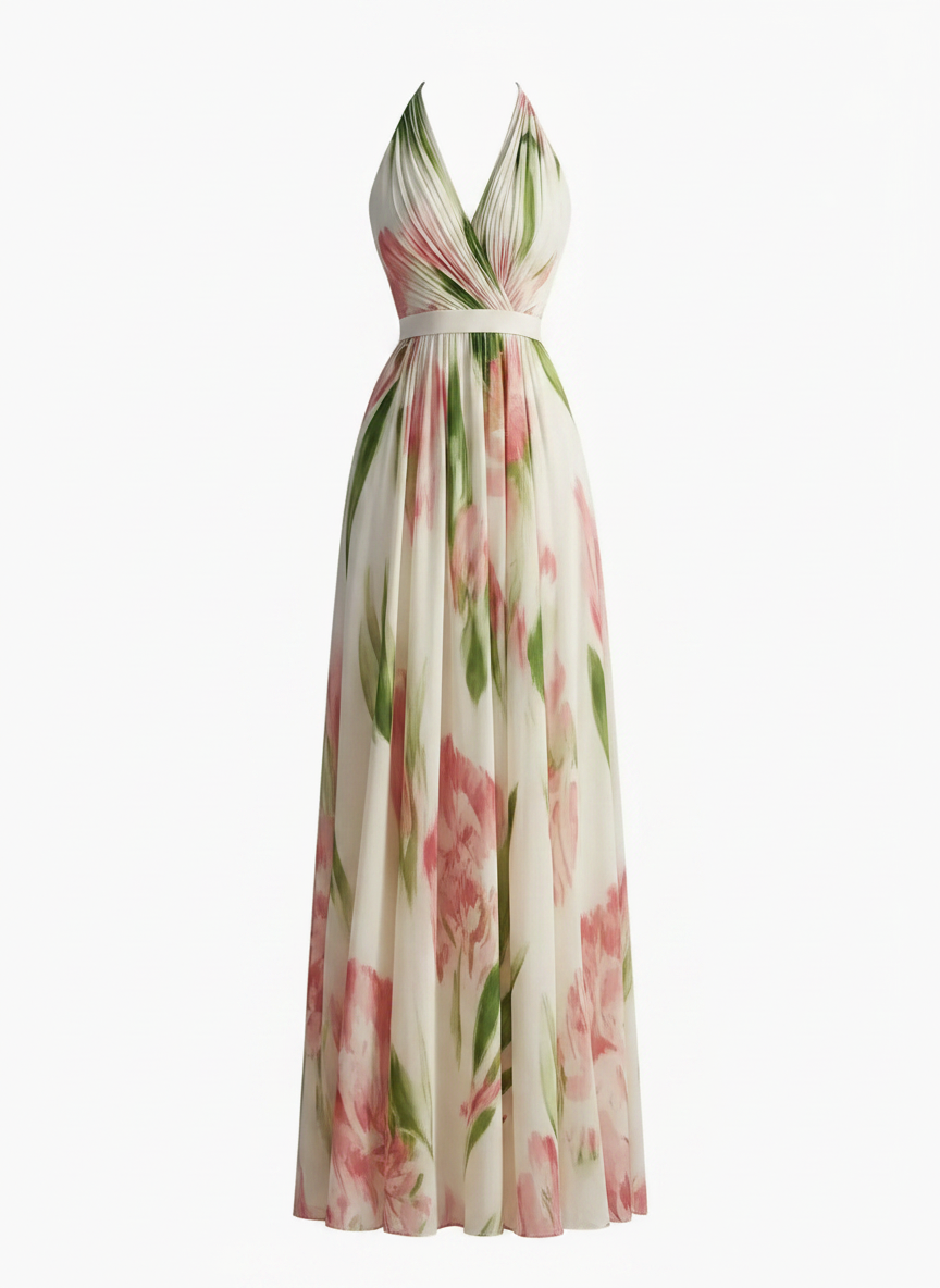 Floral print dress on a white background