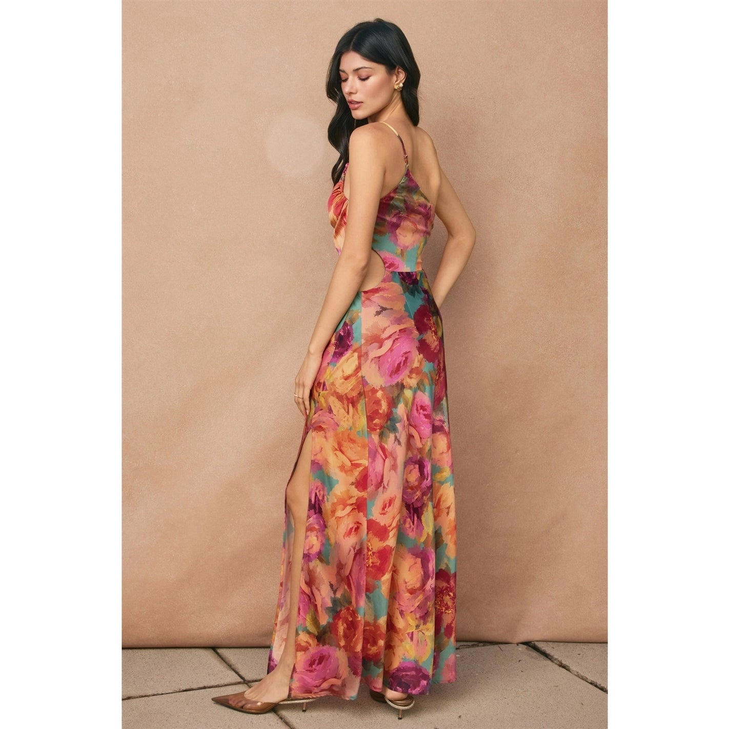 One Shoulder Ruched Maxi Dress