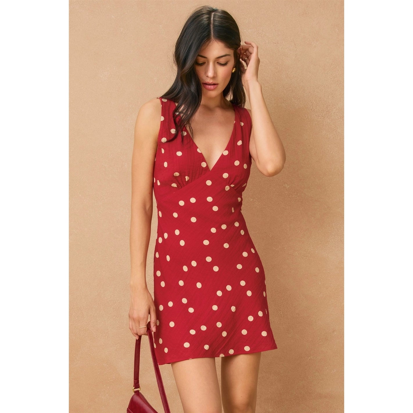 Red Polka Dot Tie-Back Mini Dress