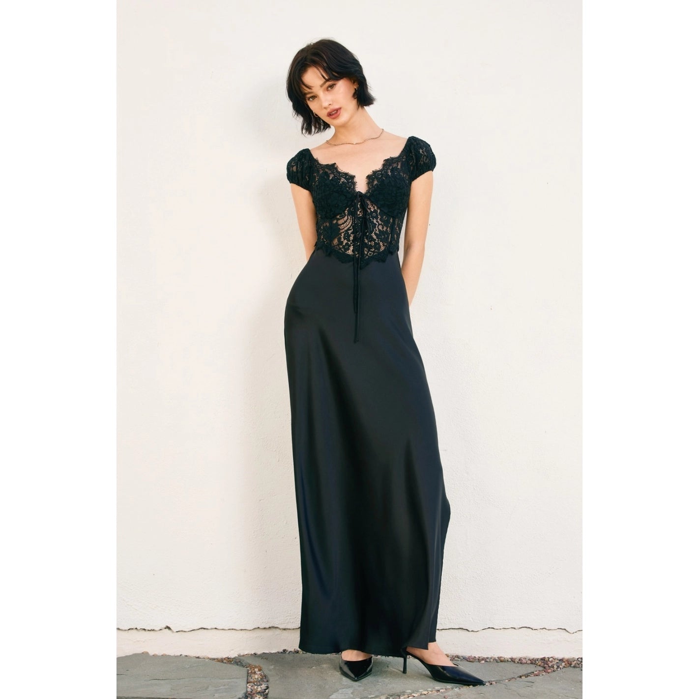 Angela - Black Lace Maxi Dress