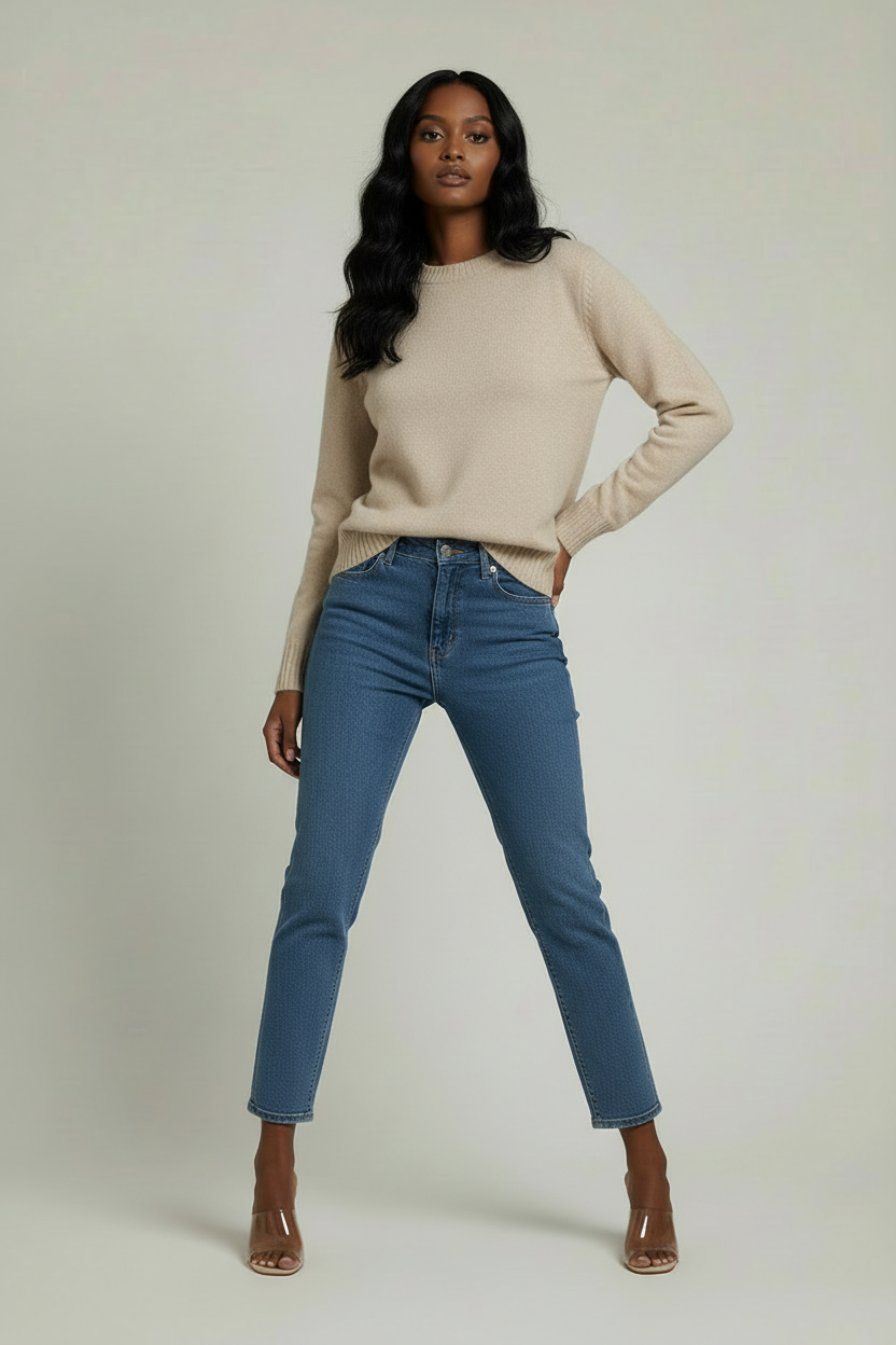 cream Melange Recycled Statement Open-Back Jumper