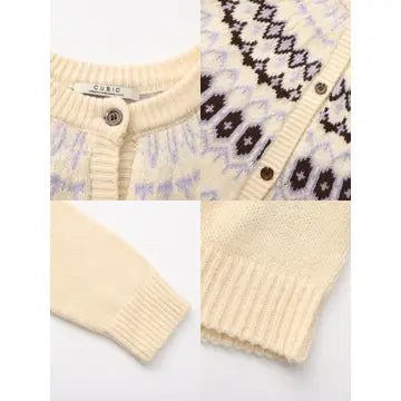 Butter Yellow Wool Fair Isle Wool Knit Cardigan