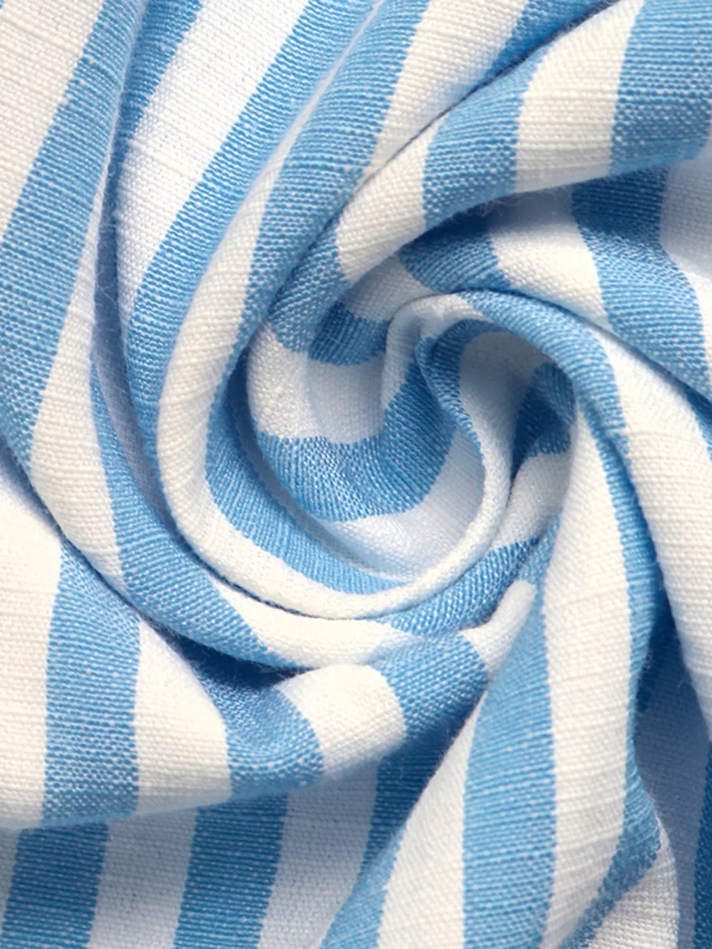 Close-up of blue and white striped fabric