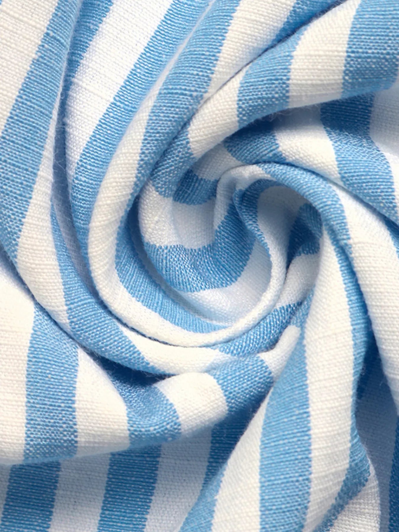 Close-up of blue and white striped fabric