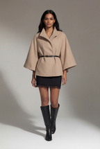 Beige Italian Flowing Cape Coat