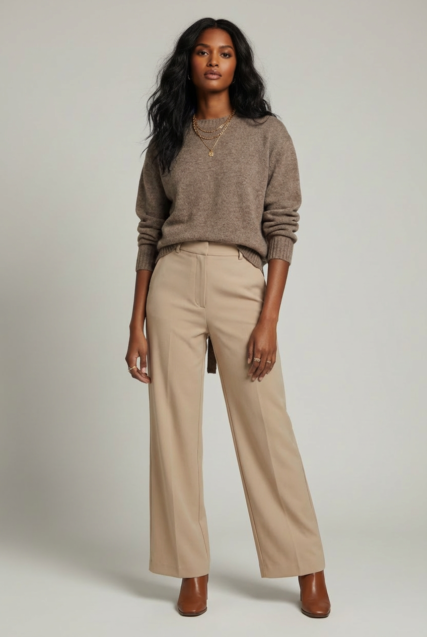 Mocha Melange Recycled Statement Open-Back Jumper